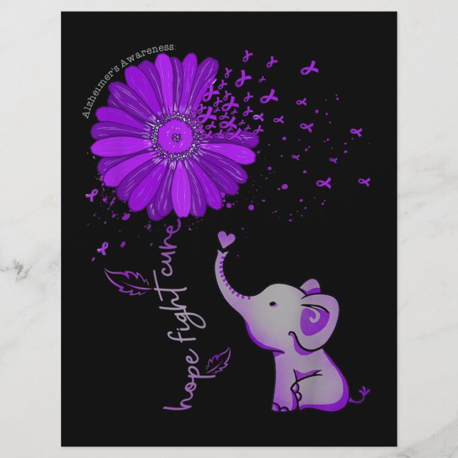 Flyer Esperanza contra la cinta morada del elefante Alzh (Frente)