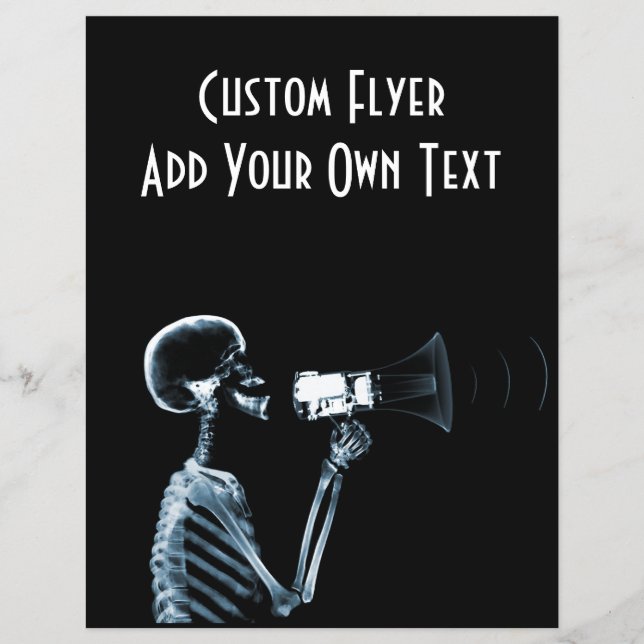 FLYER ESQUELETO CON VISIÓN DE RAYOS X EN MEGÁFONO - AZUL (Frente)