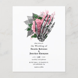 Flyer Esqueleto floral rosado Invitación a la boda gótic