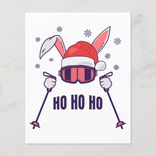 Flyer Esquiando Santa Rabbit con Santa Hat y los postes
