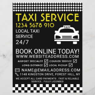 Flyer Estación de taxi, empresa de taxi con lista de pre