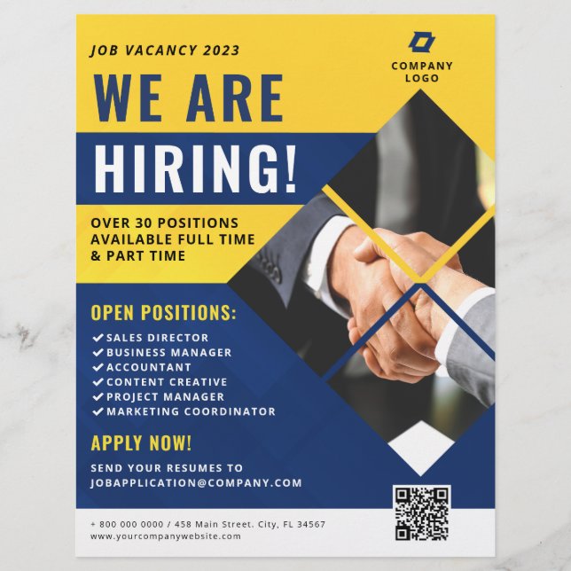 Flyer Estamos contratando el código QR de la empresa de  (Frente)