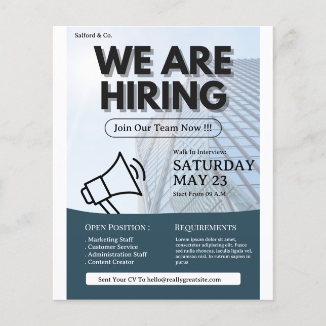 Flyer Estamos contratando un volante, una vacante de tra (Frente)