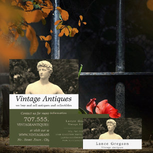 Flyer Estatua de época, concesionario de antigüedades, t