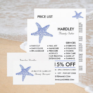 Flyer Estrella de mar azul marino, esteticista, salón de