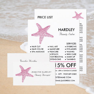 Flyer Estrella de mar de la playa rosa, esteticista, fol
