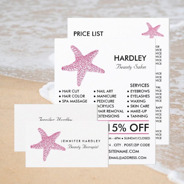 Flyer Estrella de mar de la playa rosa, esteticista, fol (Subido por el creador)