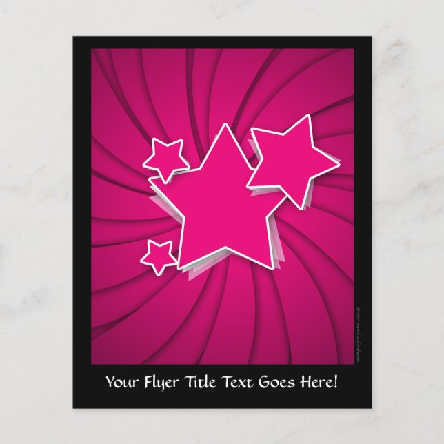 Flyer Estrellas rosadas y fondo giratorio (Frente)
