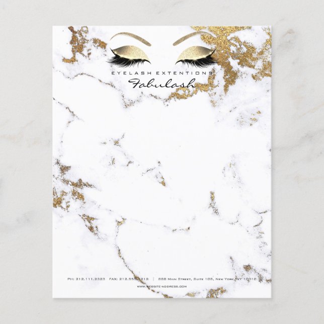 Flyer Estudio de Belleza Pestañas Maquilladora Mármol Do (Frente)