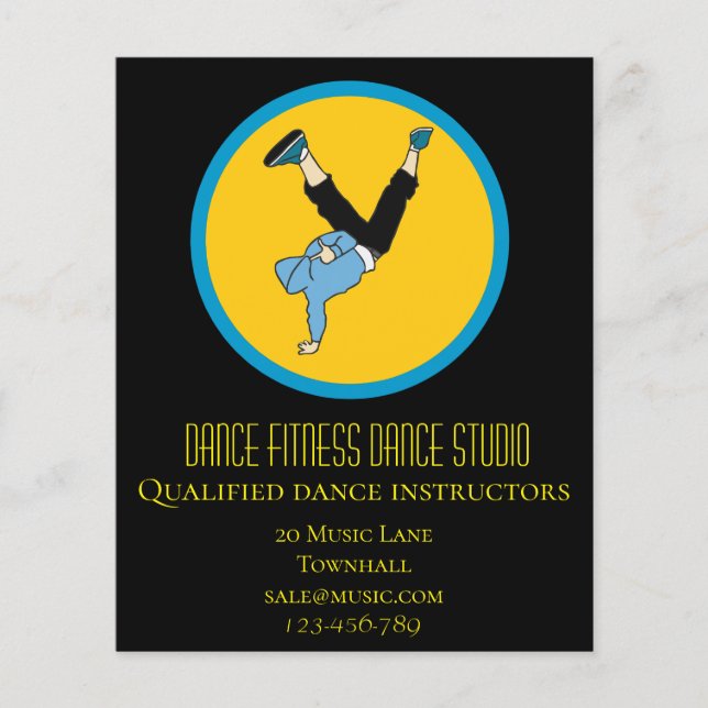 Flyer Estudio de danza clases de baile de hip hop (Frente)