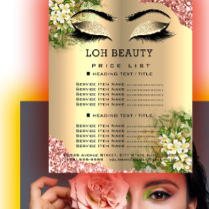 Flyer Estudio de Peluquería Pestañas Maquillaje Lista de