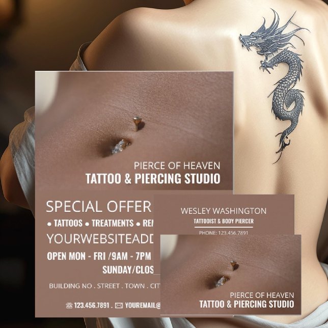 Flyer Estudio de Piercing en el Vientre, Tatuajes y Pier (Subido por el creador)
