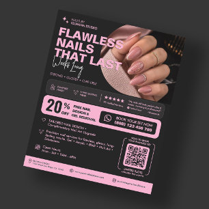 Flyer Estudio de Salón de Técnicas de Uñas Belleza Estét