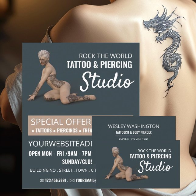 Flyer Estudio de tatuaje para mujeres, tatuajes y Pierna (Subido por el creador)