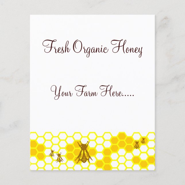 Flyer Etiquetas Personalizado de miel de abeja de miel / (Frente)