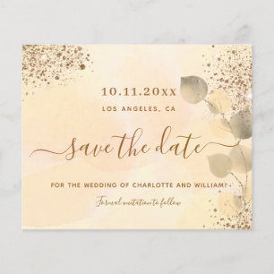 Flyer Eucalipto dorado presupuesto de boda ahorrar la fe