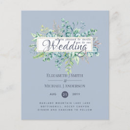 Flyer Eucalipto Dusty Blue Boda de menor precio