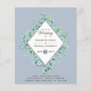 Flyer Eucalipto Dusty Blue Boda de menor precio