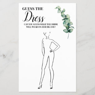 Flyer Eucalyptus adivina tarjeta de juego Dress Bridal S