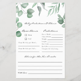 Flyer Eucalyptus Baby Shower Game Predictions & Advances