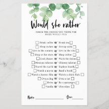 Eucalyptus Bridal Shower Game
