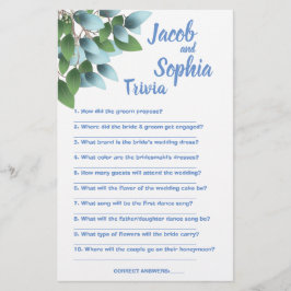 FLYER EUCALYPTUS BRIDE & GROOM TRIVIA DUCHA TARJETA DE J