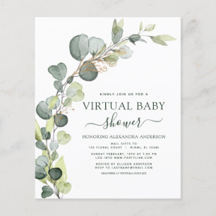 Flyer Eucalyptus de verde virtual de Baby Shower de pres