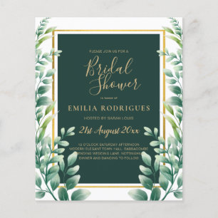 Flyer Eucalyptus deja a GOLD Bridal Shower Invitación