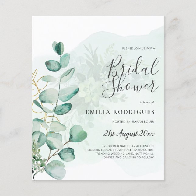 Flyer Eucalyptus deja la vegetación Boda QR CÓDIGO moder (Frente)