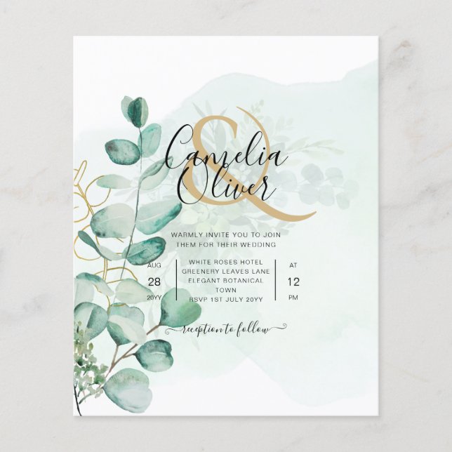 Flyer Eucalyptus deja la vegetación Boda QR CÓDIGO moder (Frente)