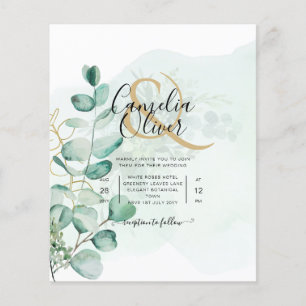 Flyer Eucalyptus deja la vegetación Boda QR CÓDIGO moder