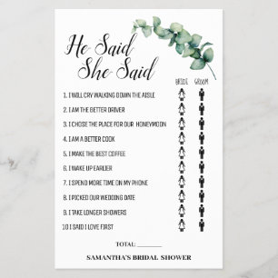 Flyer Eucalyptus Dijo que decía Tarjeta de juego de duch