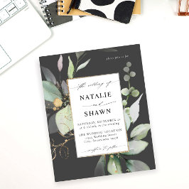 Flyer Eucalyptus Glow Gold Greenery Boda