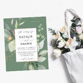 Flyer Eucalyptus Glow Gold Greenery Boda Olive