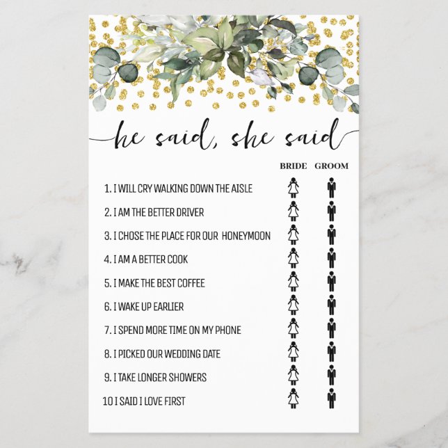 Flyer Eucalyptus Gold Dijo Que Dijo Una Tarjeta De Juego (Frente)