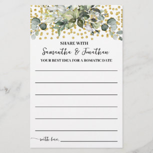 Flyer Eucalyptus Gold Share a Date Idea Shower Game Card