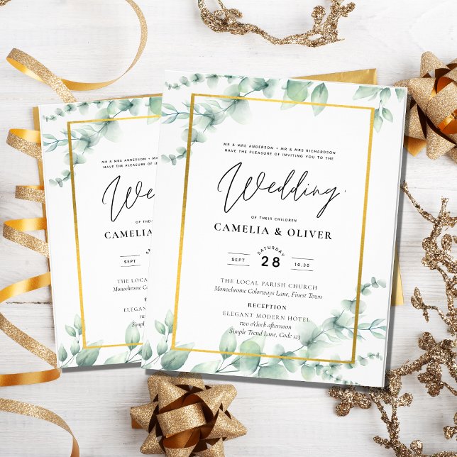Flyer Eucalyptus Greenery Boda QR CÓDIGO Presupuesto mod (Subido por el creador)