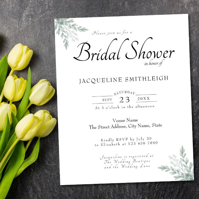 Flyer Eucalyptus Greenery Budget Bridal Shower (Subido por el creador)