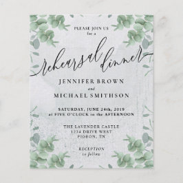 Flyer Eucalyptus Greenery budget Rehearsal Dinner