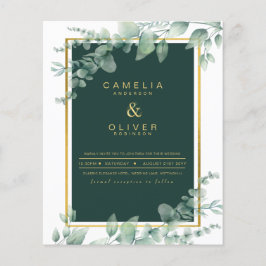 Flyer Eucalyptus Greenery Gold Emerald Boda QR CÓDIGO F