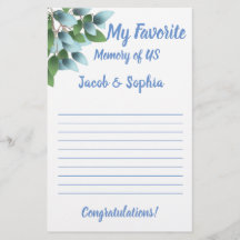 EUCALYPTUS MI TARJETA DE JUEGO DE MEMORIA BRIDAL D