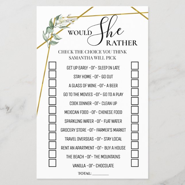 Flyer Eucalyptus Prefiere Un Juego De Ducha De Novias (Frente)