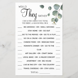 Flyer Eucalyptus Prefieren ducha tarjeta de juegos