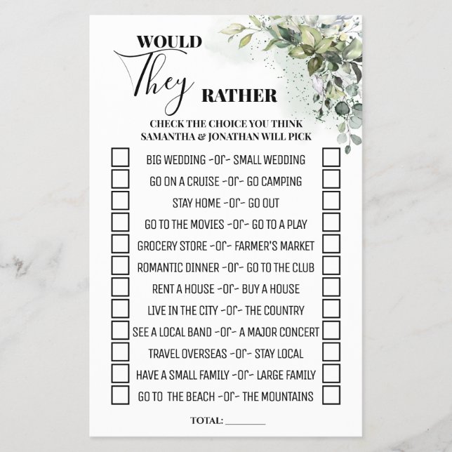 Flyer Eucalyptus Prefieren Duchar Tarjeta De Juego (Frente)