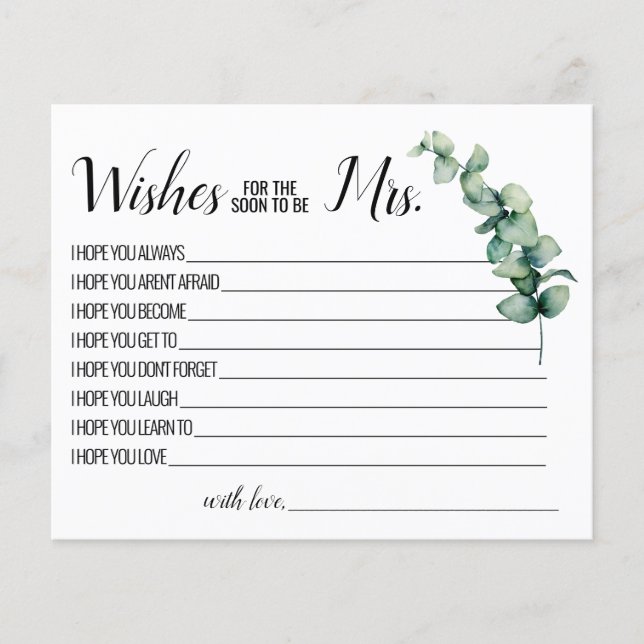 Flyer Eucalyptus Quiere que pronto sea la Sra. Card (Frente)