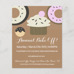 Flyer Evento Anual de Caridad de Horneado de Cupcakes Cu