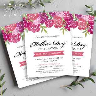 Flyer Evento conmemorativo del Día de la Madre con rosa