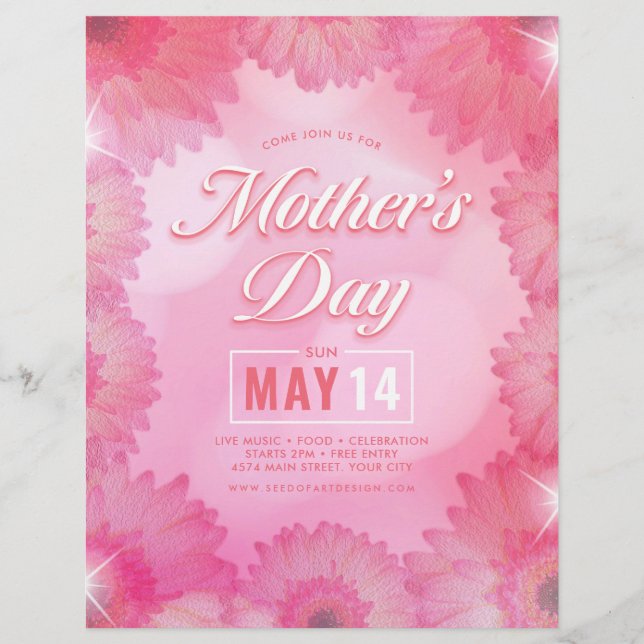 Flyer Evento de celebración del Día de la Madre Floral R (Frente)