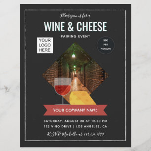 Flyer Evento de maridaje de vino y queso agregar foto y