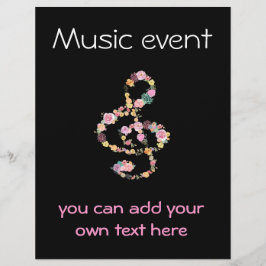 Flyer evento de música floral clef